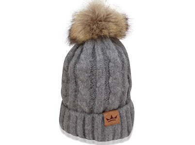 Satin-Lined Winter Hat (Charcoal Gray)